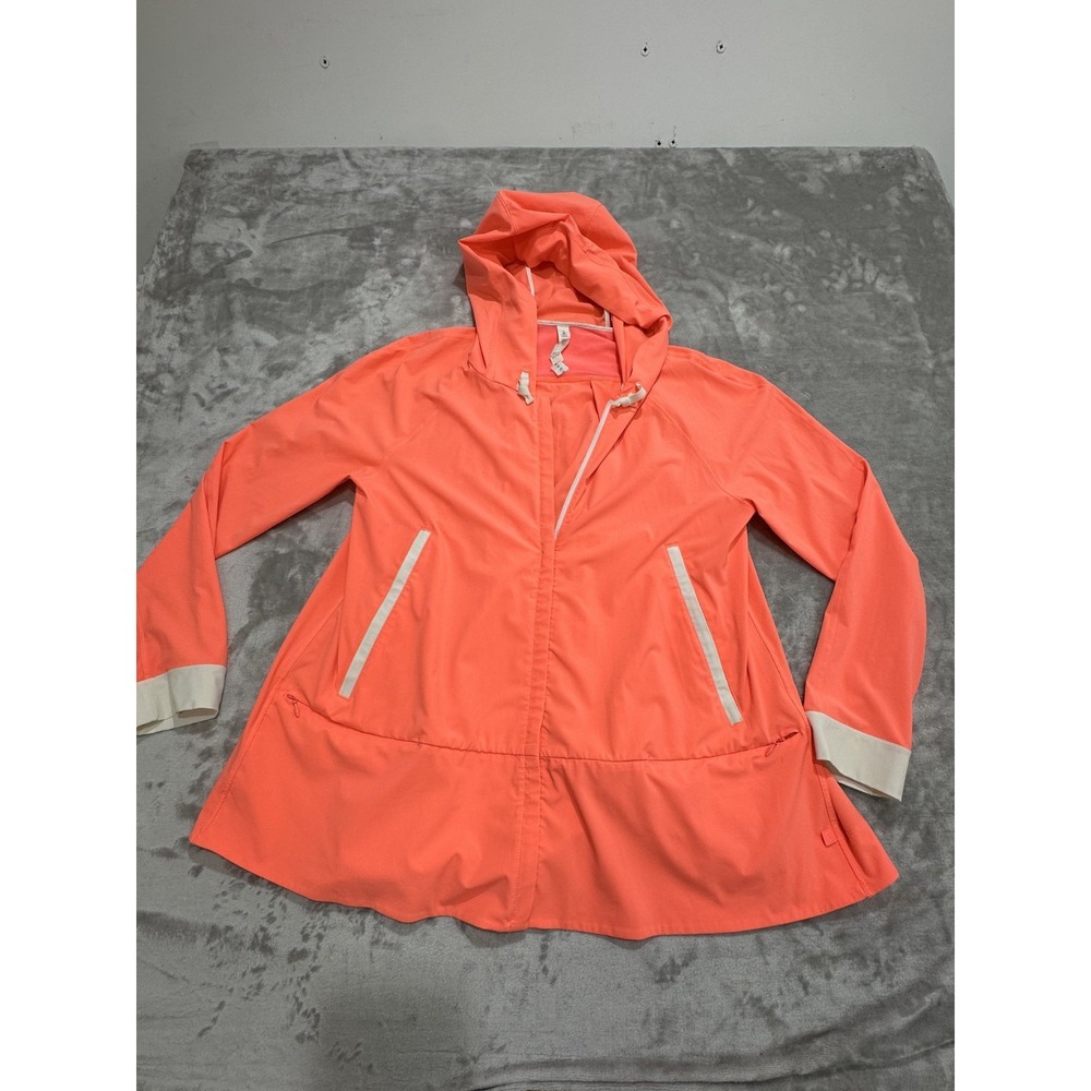 Lululemom Windbreaker Jacket Running Women's Size 8 Orange‎ Vented Hooded EUC